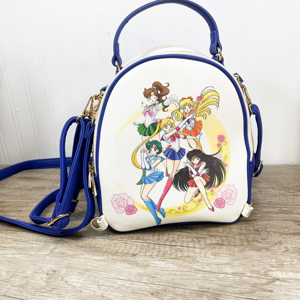 Sailor Moon BoxLunch Mini Backpack Convertible Crossbody Bag Blue White Anime